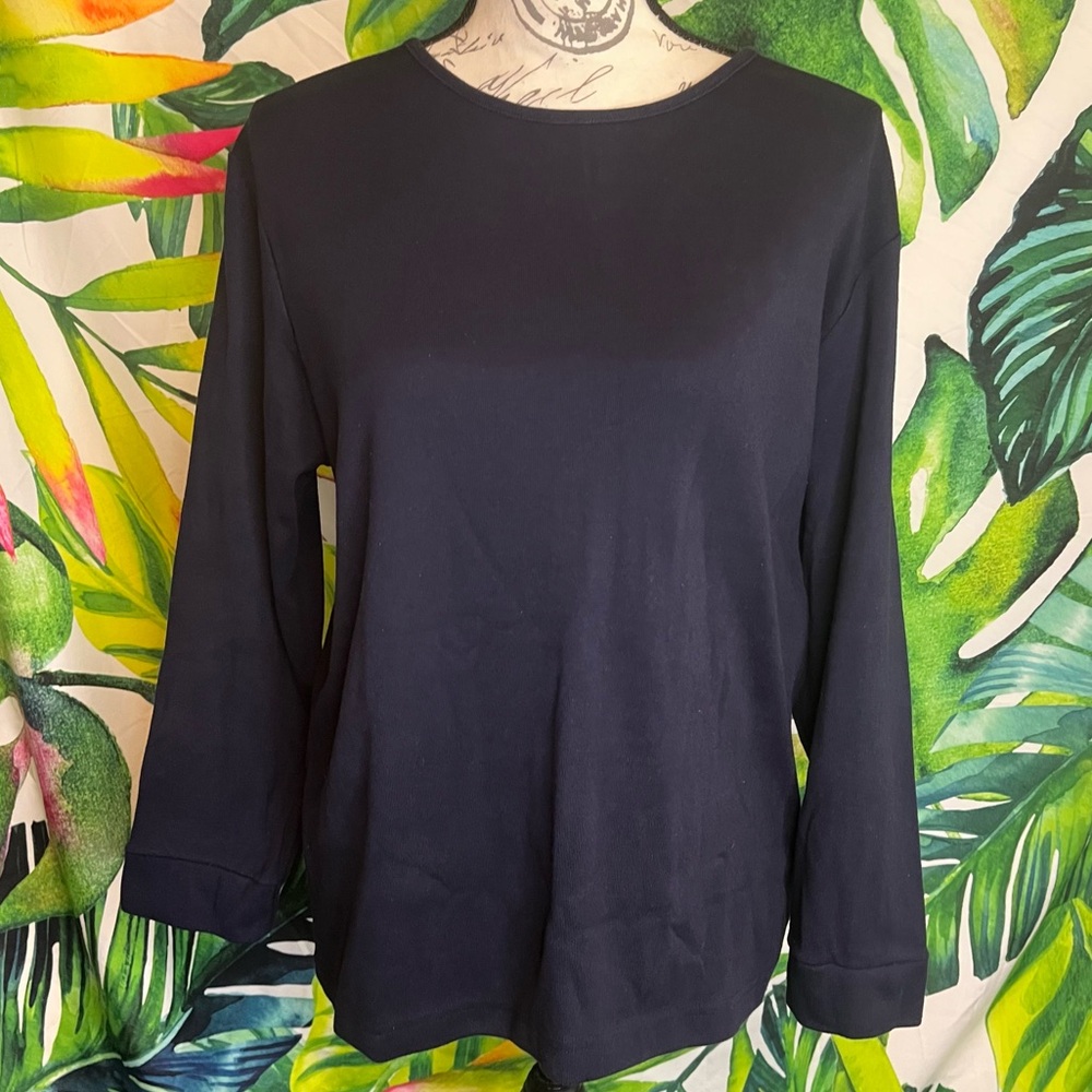 Vintage Fiorlini International XL Dark Blue Long Sleeve Casual Fall Winter Top